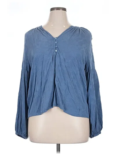 Pre-owned Wonderly Long Sleeve Blouse In Blue