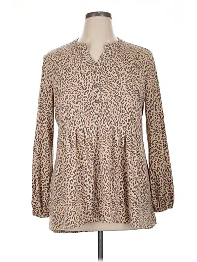 Pre-owned Wonderly Long Sleeve Blouse In Brown