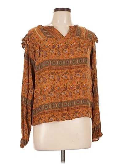 Pre-owned Wonderly Long Sleeve Blouse In Brown