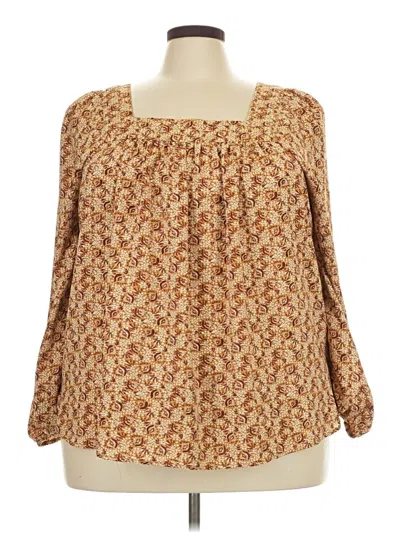Pre-owned Wonderly Long Sleeve Blouse In Brown
