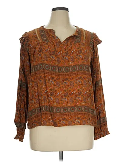 Pre-owned Wonderly Long Sleeve Blouse In Brown