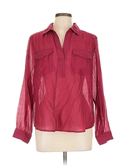 Pre-owned Wonderly Long Sleeve Blouse In Burgundy