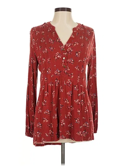 Pre-owned Wonderly Long Sleeve Blouse In Burgundy