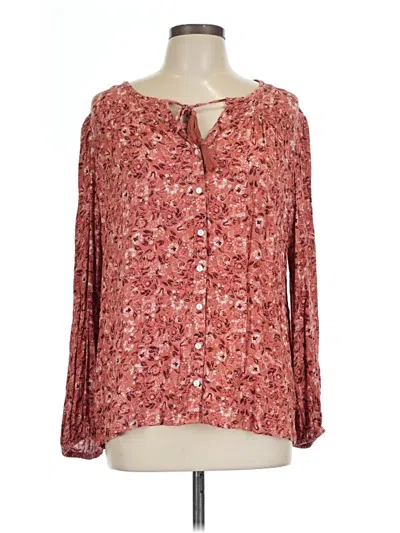 Pre-owned Wonderly Long Sleeve Blouse In Burgundy