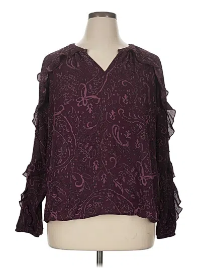 Pre-owned Wonderly Long Sleeve Blouse In Burgundy