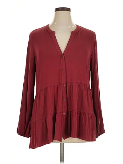 Pre-owned Wonderly Long Sleeve Blouse In Burgundy