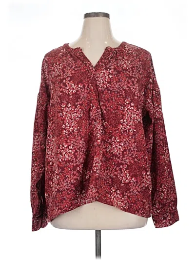 Pre-owned Wonderly Long Sleeve Blouse In Burgundy