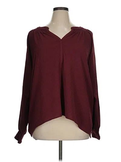 Pre-owned Wonderly Long Sleeve Blouse In Burgundy