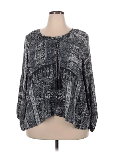 Pre-owned Wonderly Long Sleeve Blouse In Gray