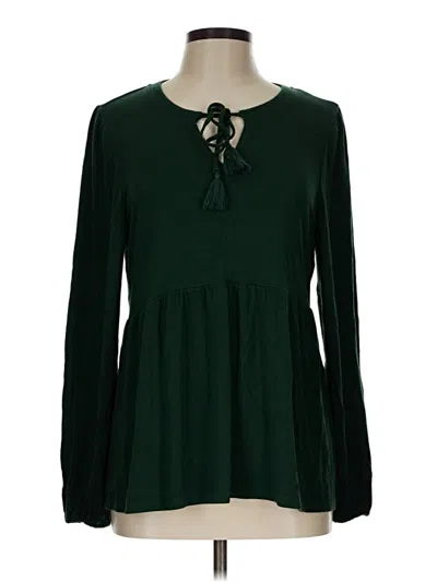 Pre-owned Wonderly Long Sleeve Blouse In Green