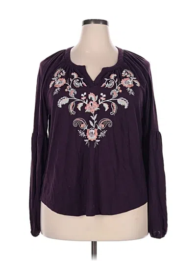 Pre-owned Wonderly Long Sleeve Blouse In Purple