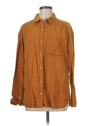Pre-owned Wonderly Long Sleeve Button Down Shirt In Brown