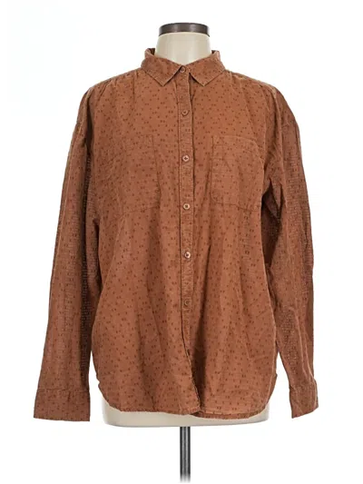 Pre-owned Wonderly Long Sleeve Button Down Shirt In Brown