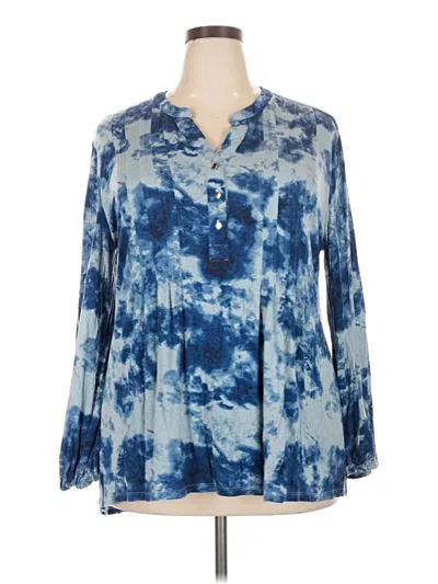 Pre-owned Wonderly Long Sleeve Henley Shirt In Blue