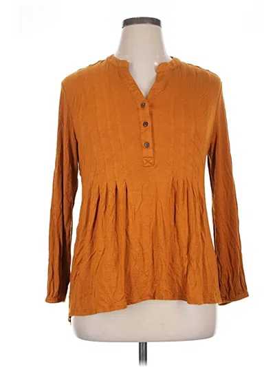 Pre-owned Wonderly Long Sleeve Henley Shirt In Brown