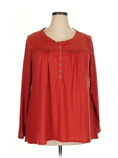 Pre-owned Wonderly Long Sleeve Henley Shirt In Red