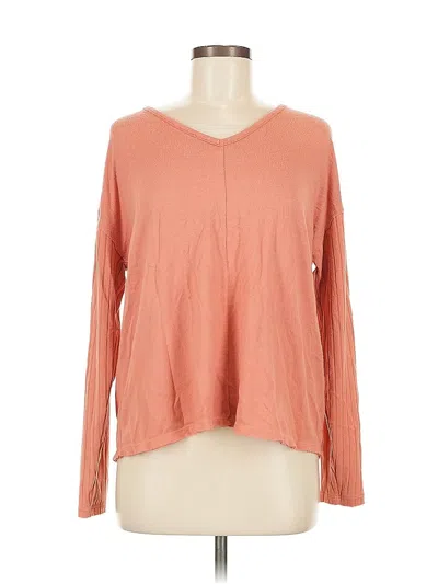 Pre-owned Wonderly Long Sleeve Top Orange V Neck Tops