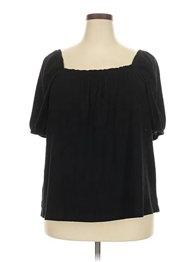 Pre-owned Wonderly Short Sleeve Blouse In Black