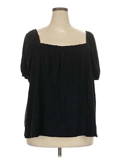 Pre-owned Wonderly Short Sleeve Blouse In Black