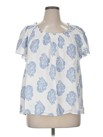 Pre-owned Wonderly Short Sleeve Blouse In Blue