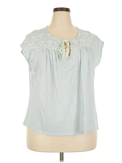 Pre-owned Wonderly Short Sleeve Blouse In Blue