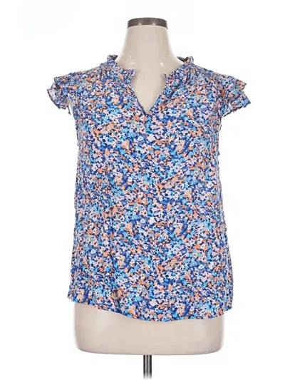 Pre-owned Wonderly Short Sleeve Blouse In Blue