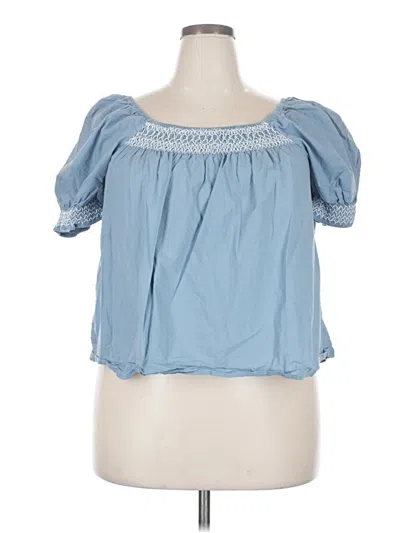 Pre-owned Wonderly Short Sleeve Blouse In Blue