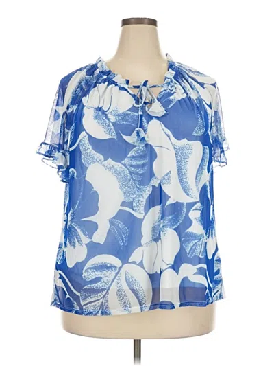 Pre-owned Wonderly Short Sleeve Blouse In Blue