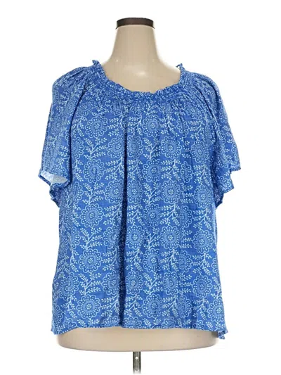 Pre-owned Wonderly Short Sleeve Blouse In Blue