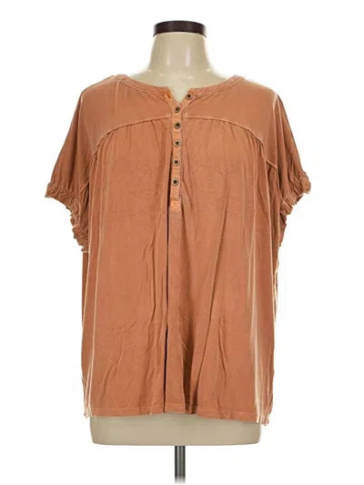 Pre-owned Wonderly Short Sleeve Blouse In Brown