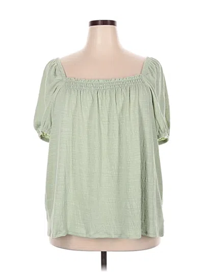 Pre-owned Wonderly Short Sleeve Blouse In Green