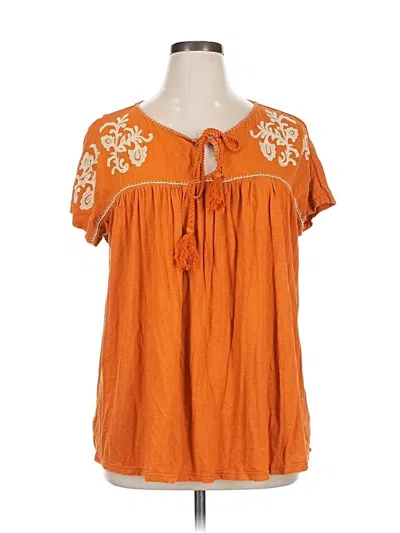 Pre-owned Wonderly Short Sleeve Blouse In Orange