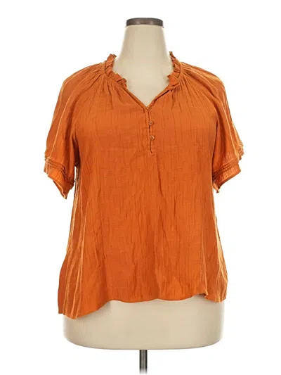 Pre-owned Wonderly Short Sleeve Blouse In Orange