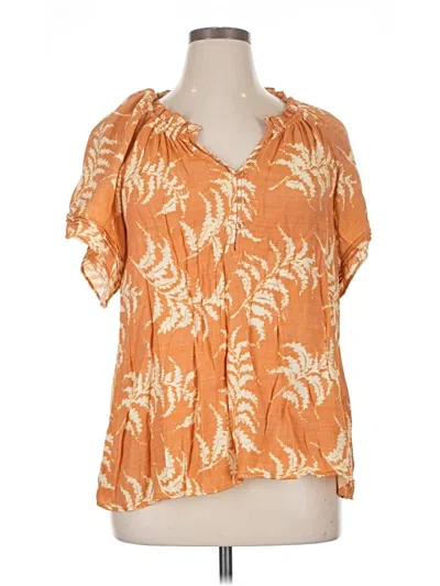 Pre-owned Wonderly Short Sleeve Blouse In Orange