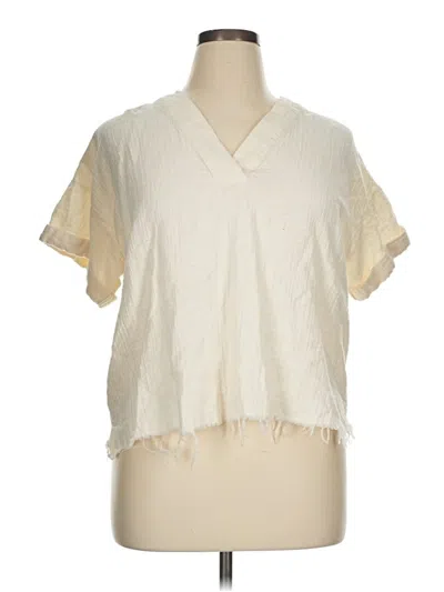 Pre-owned Wonderly Short Sleeve Blouse In White