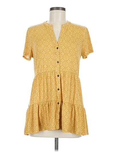 Pre-owned Wonderly Short Sleeve Button Down Shirt In Yellow