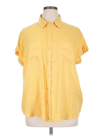 Pre-owned Wonderly Short Sleeve Button Down Shirt In Yellow