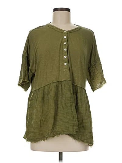 Pre-owned Wonderly Short Sleeve Henley Shirt In Green