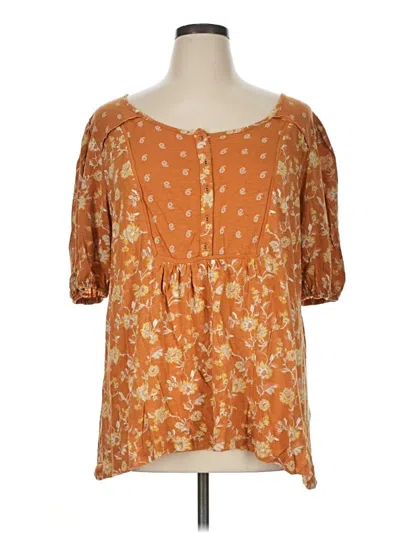 Pre-owned Wonderly Short Sleeve Henley Shirt In Orange