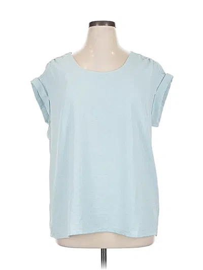 Pre-owned Wonderly Short Sleeve Top Blue Scoop Neck Tops