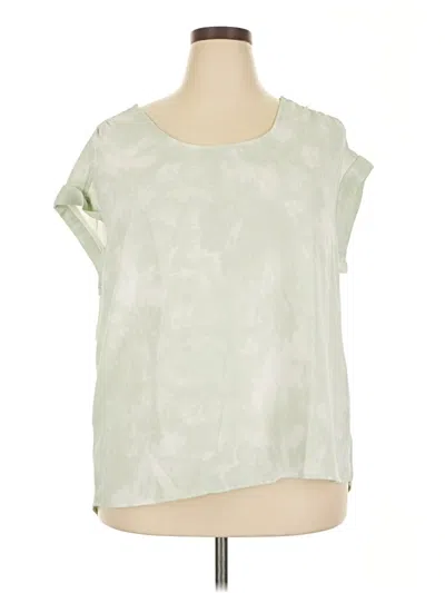 Pre-owned Wonderly Short Sleeve Top Green Scoop Neck Tops