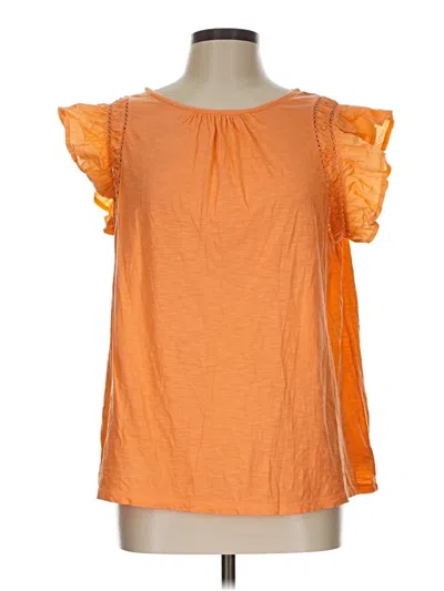 Pre-owned Wonderly Short Sleeve Top Orange Cold Shoulder Neckline Tops