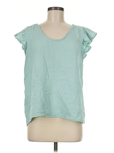 Pre-owned Wonderly Short Sleeve Top Teal Scoop Neck Tops