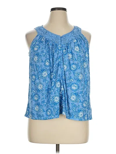 Pre-owned Wonderly Tank Top Blue Halter Neckline Tops