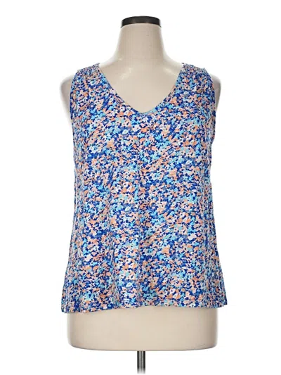 Pre-owned Wonderly Tank Top Blue Plunge Neckline Tops