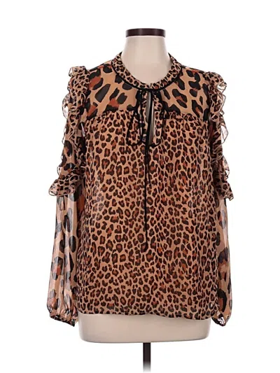 Pre-owned Wonderly Tank Top Brown Tie Neck Tops