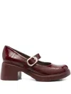 Wonders 60mm Patent Leather Buckle Pumps In Red