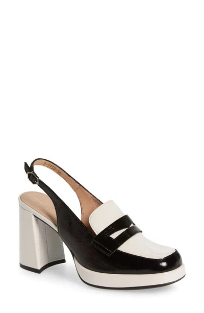 Wonders Amelia Block Heel Leather Pump In Lack Black Off