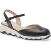 Wonders Ankle Strap Platform Ballet Pump In Black