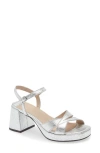 Wonders Ankle Strap Platform Sandal In Silver